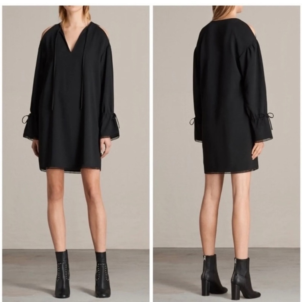 NWT All Saints Aster Dress Black Sz Small Retail $250